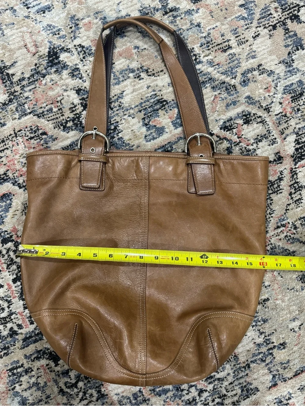 Coach 9547 Vintage Large Tan Leather Handbag Shoulder Saddle Hobo Bag carry all